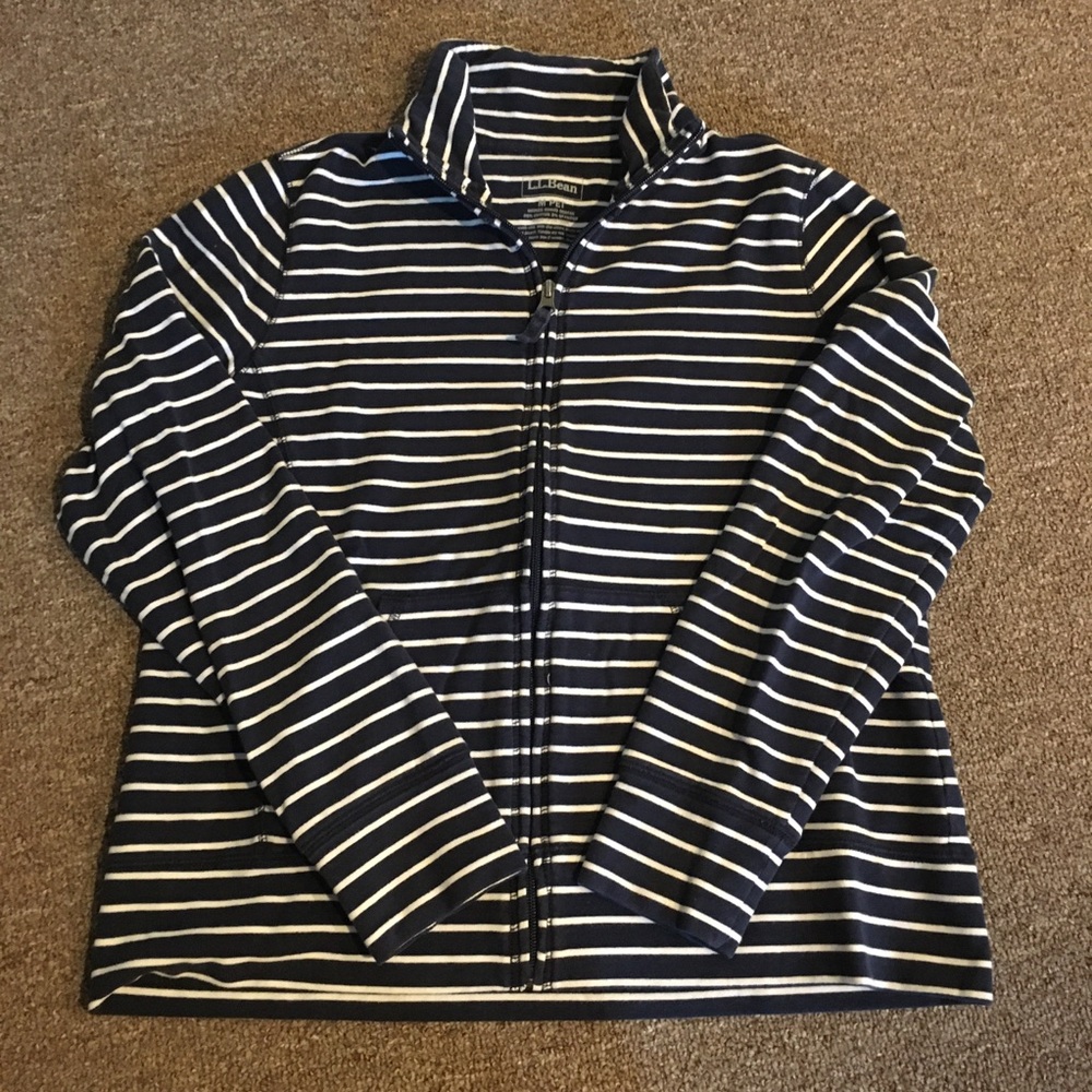 L.L. Bean navy striped zip up sweatshirt